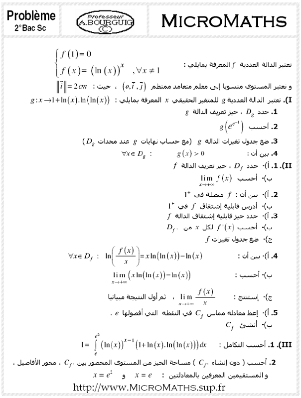 Problème d'Analyse [2ème Bac] Ex3710