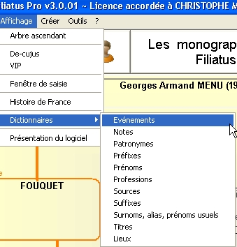 Filiatus Pro - 3.0.01 - Dictionnaire des événements 136