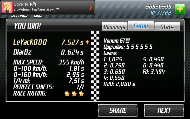 Drag Racing Androïd V 1.5 SETUP Hennessey Venom GT Venom_10