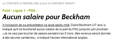 Beckham au PSG ... sans salaire S126