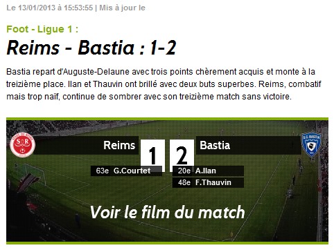 Reims 1-2 Bastia S60