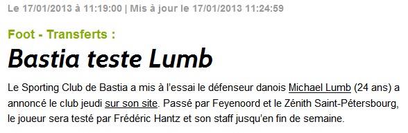 Bastia teste Lumb S68