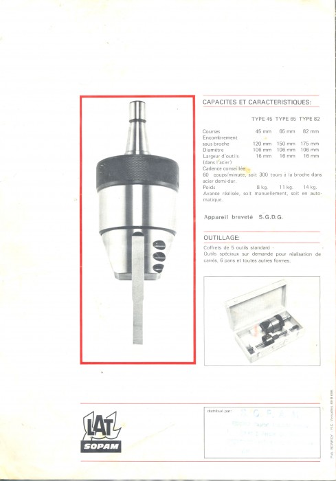 Tête a mortaiser LAT SOPAM type 45, 65, 82 Lot_so11