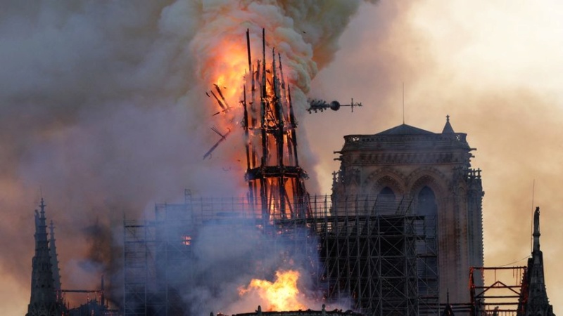 Notre-Dame de Paris brûlée et défigurée à jamais - Rituel satanique de triomphe retentissant de la Franc-Maçonnerie sur la Chrétienté 870x4810