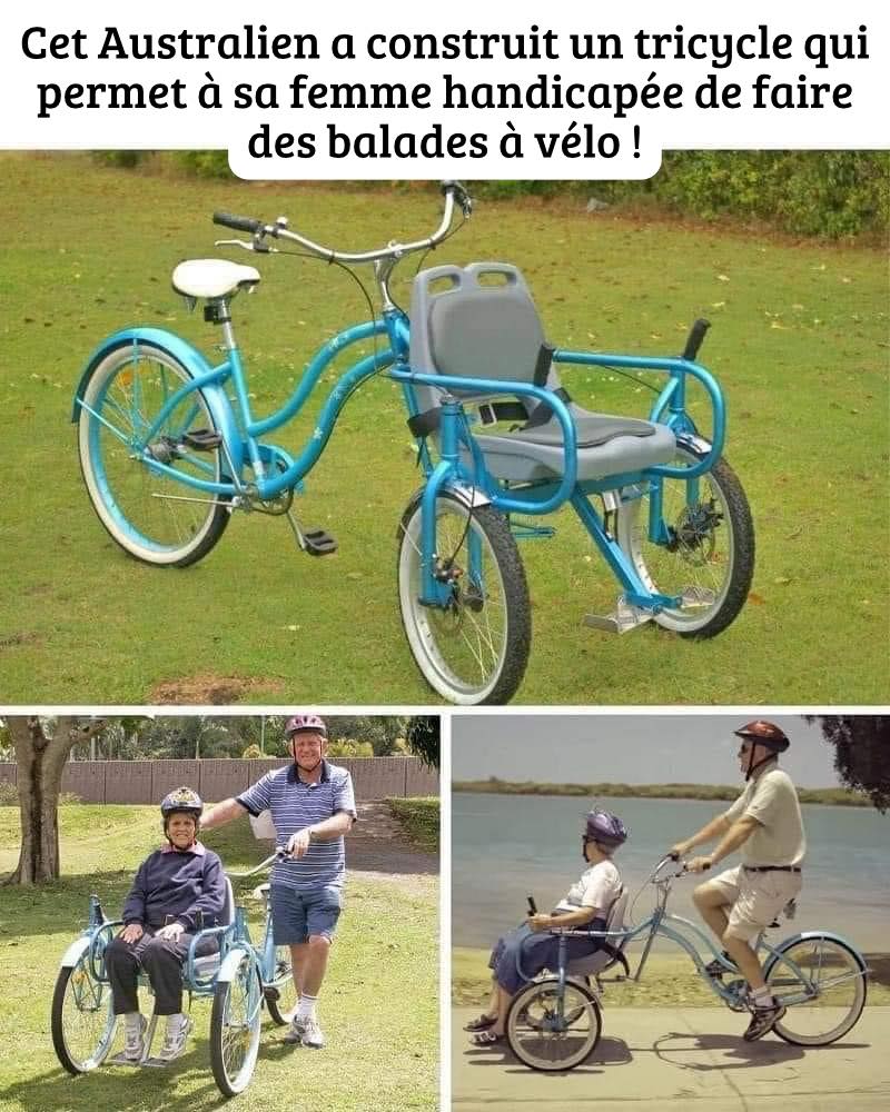 il a construit   un tricycle  pour sa femme handicapé 35773410