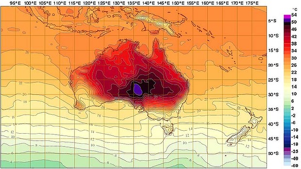 Australia Has to Add New Colors to Forecasting Map to Reflect Extreme Temps Art-we10