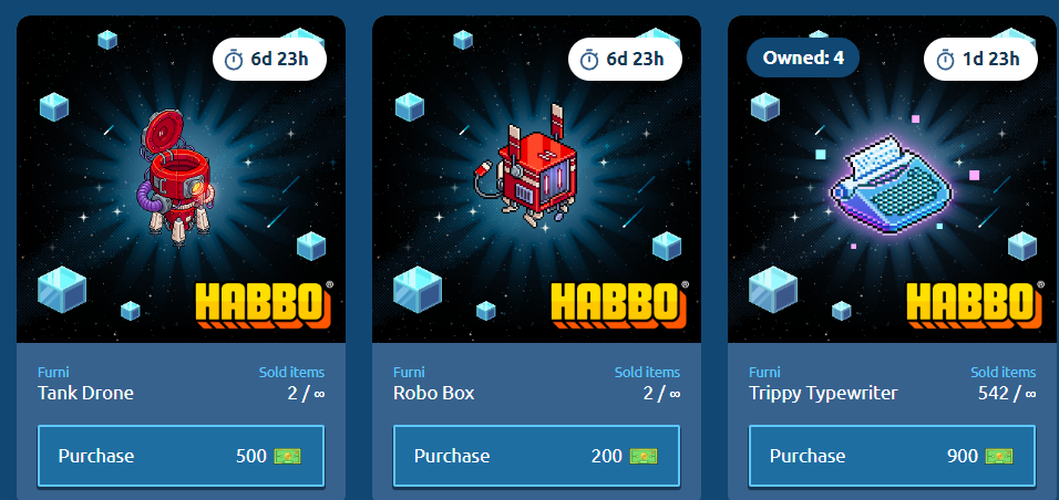 Habbo - Carro Armato Drone e Robo Box acquistabili su nft.habbo.com Screen14