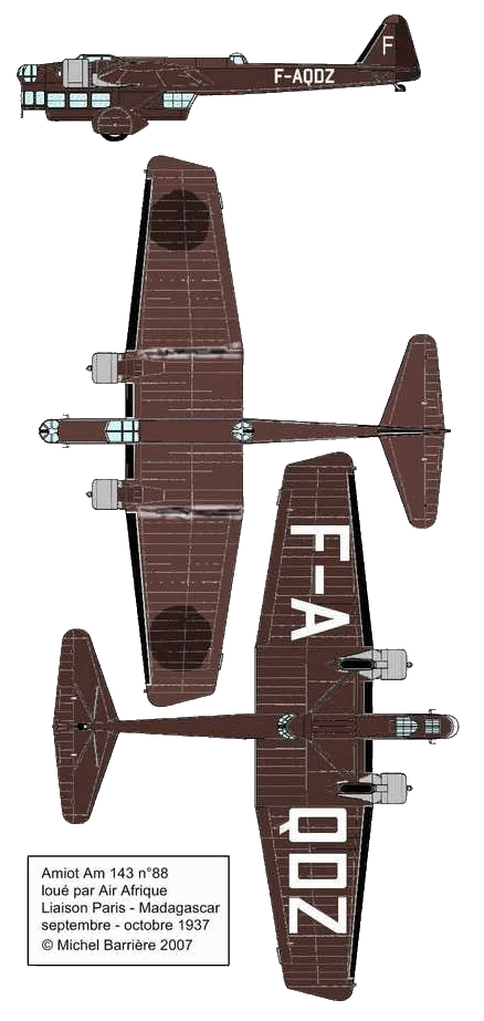 [HELLER] Octobre 1937, l'AMIOT 143 F-AQDZ part pour MADAGASCAR ... Réf 80390 Aqdz-p10