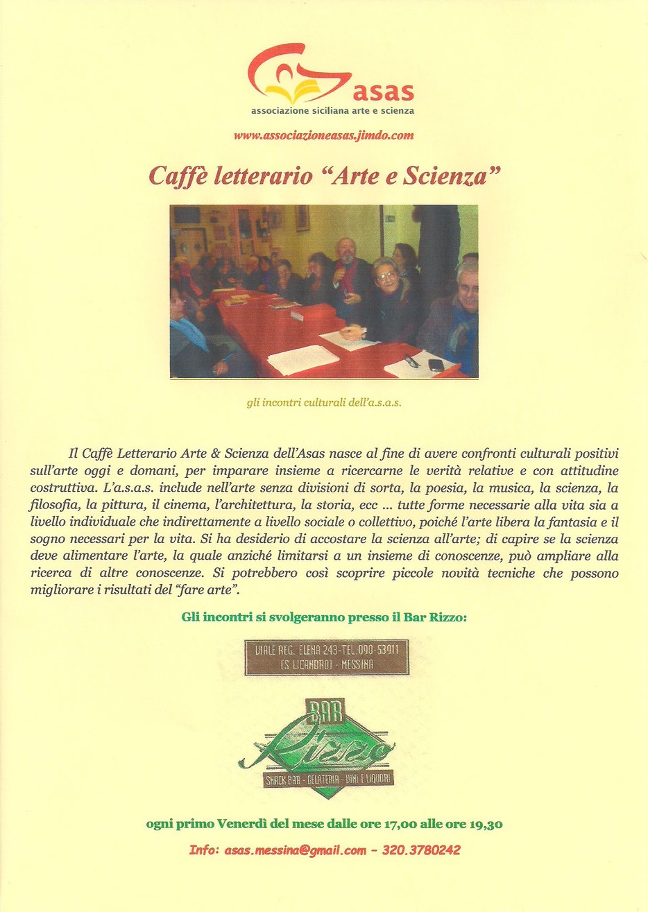 Caffè letterario <Arte & Scienza ASAS>  al BAR RIZZO del Socio onorario Francesco Rizzo  Image10