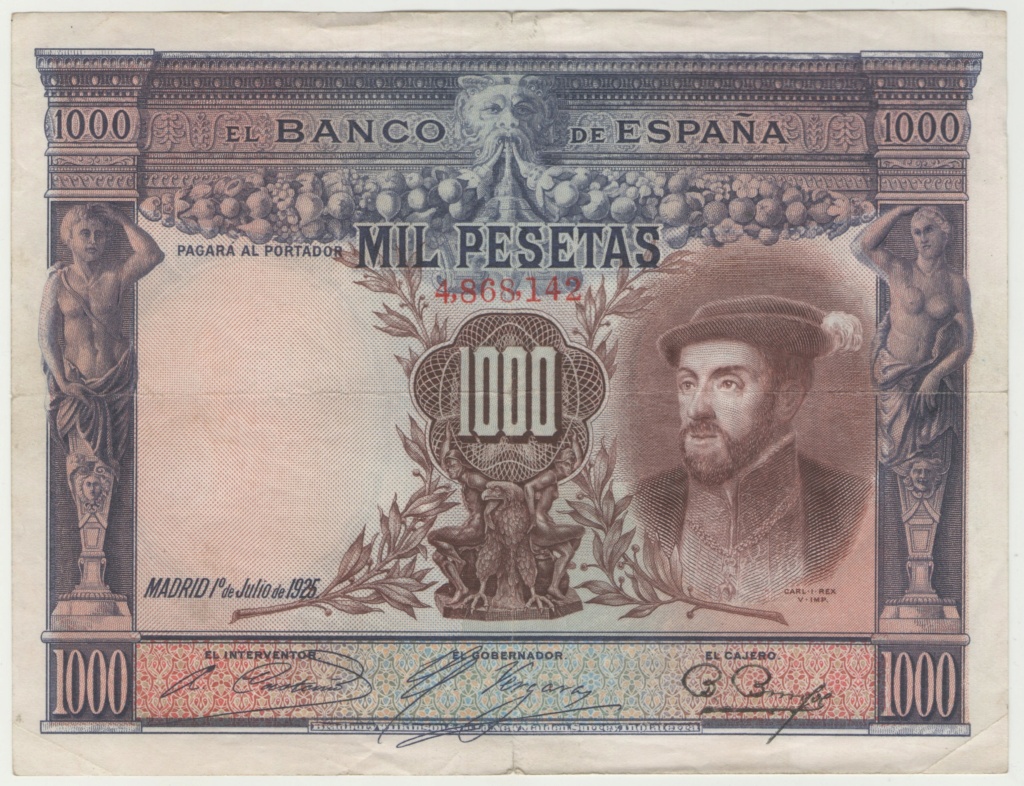 1000 Pesetas 1925, Carlos I  Esczen13