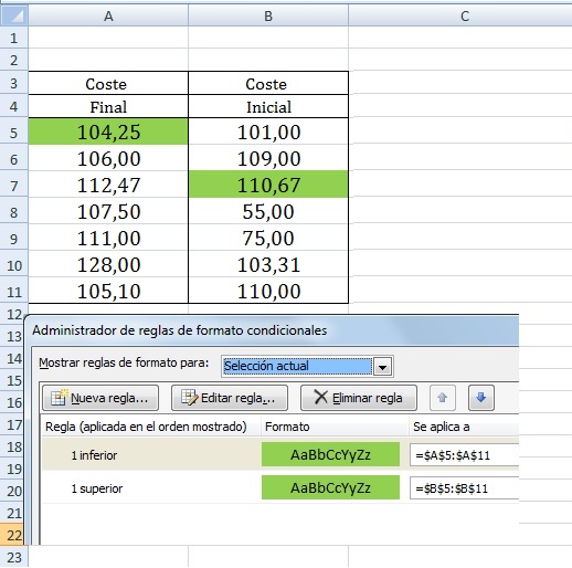  2 formatos condicionales... Ej_for12