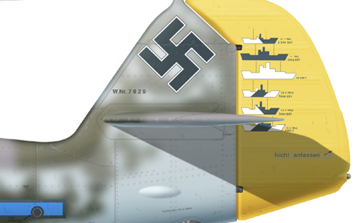 MESSERSCHMITT BF 109 F-4/B (jabo) JG 2.Frank LIESENDAHL Caen Carpiquet printemps 1942.. KIT 1:72 . azmodel Tailfi10