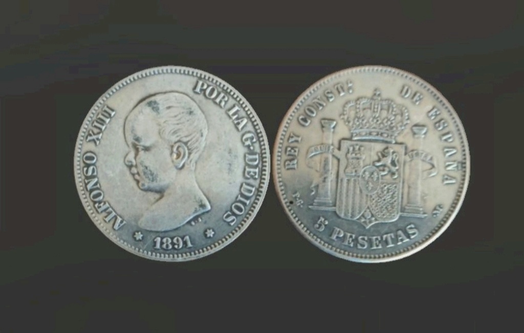 Identificación monedas 5 pesetas s. XIX 16878517