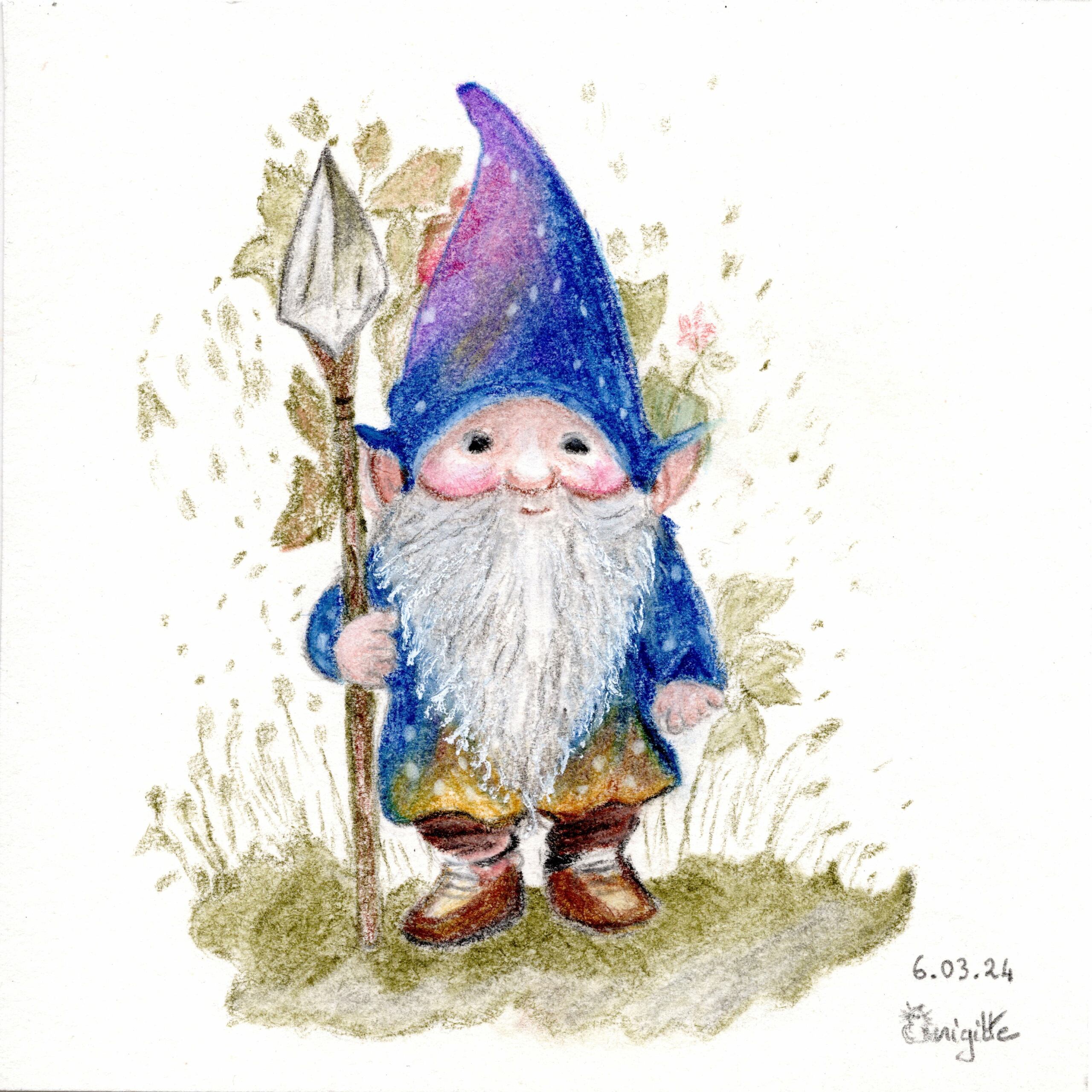 Gnome et roses de noël(Hellébores) Pastels Gnome-10