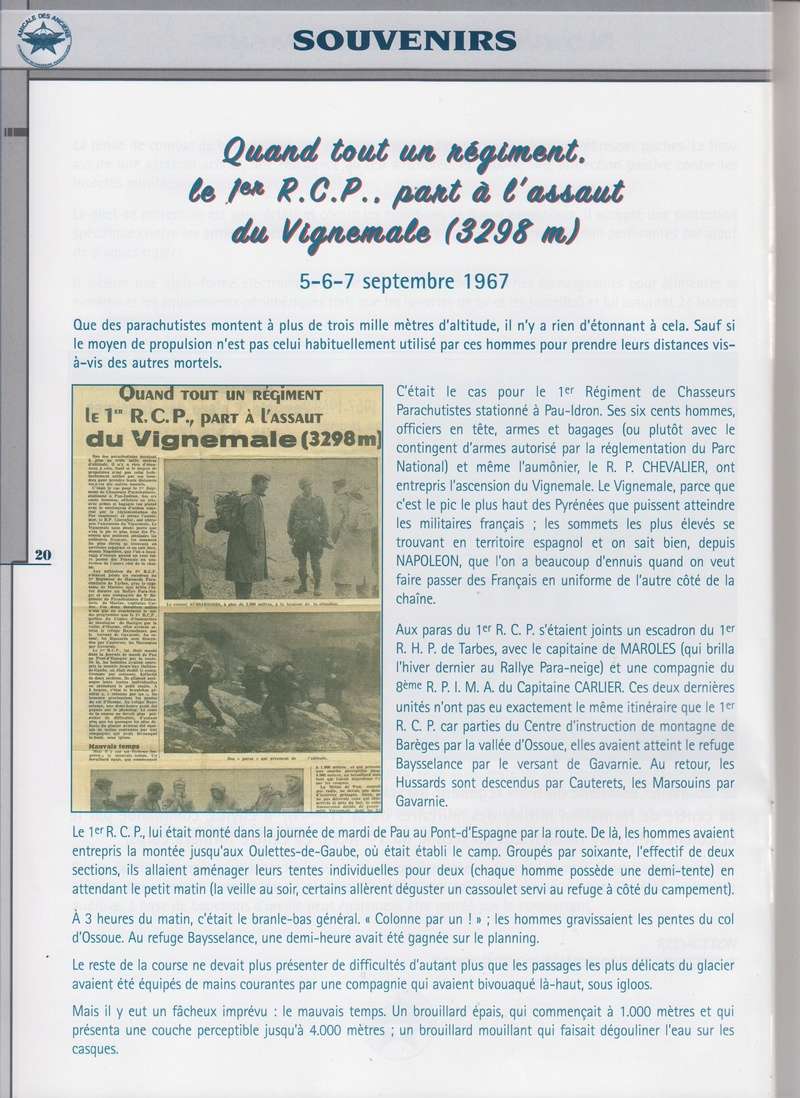 Quand tout un régiment, le 1er RCP...part à l'assaut du Vignemale (3298m) le 5/6/7 septembre 1967) Le colonel Aussaresses Chef de Corps du 1er RCP a bien voulu nous donner le secret de cette opération Quand_10