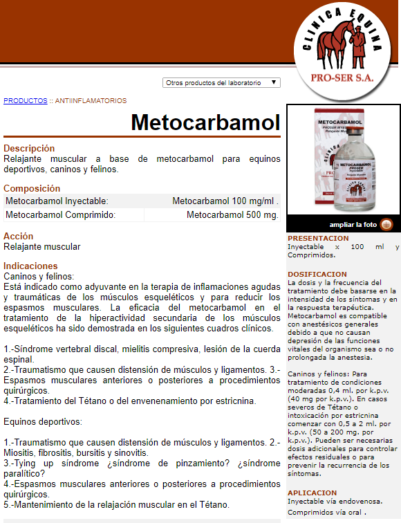 METOCARBAMOL - RELAJANTE MUSCULAR 100 ML  Meta10