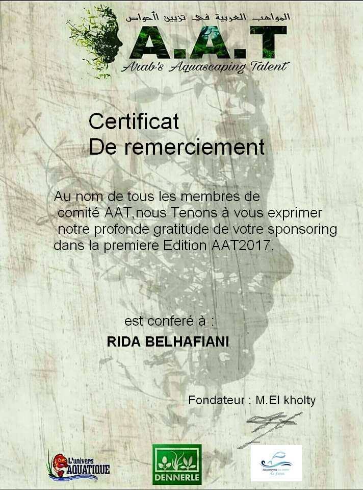 certificat de remerciement AAT 310