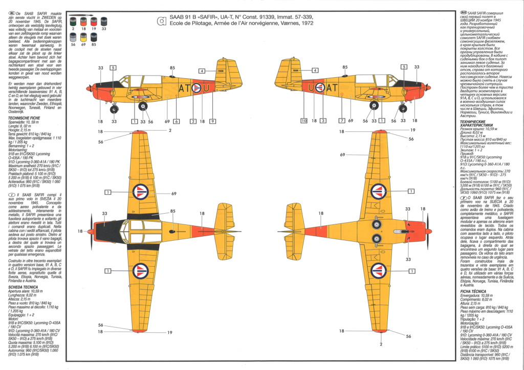 SAAB 91 SAFIR 1/72ème Réf 80287 Notice13