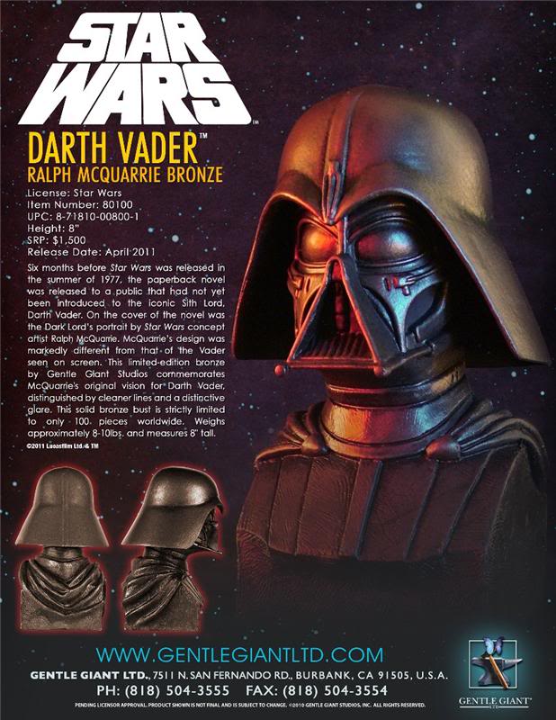 Gentle Giant - Darth Vader McQuarrie Bronze Bust Darthv13