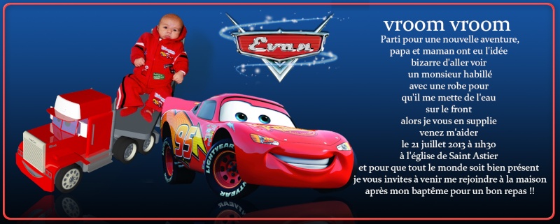 Faire part pour le baptême de mon fils sur le thème de cars Car_va11