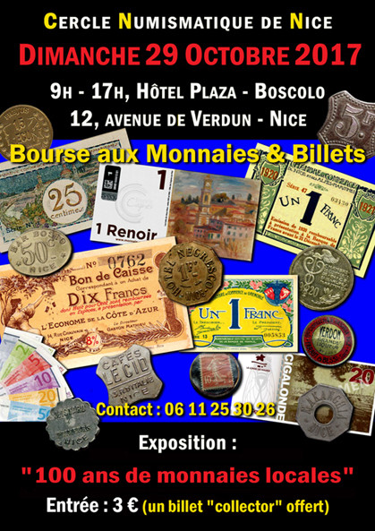 Prochaine Bourse Numismatique de Nice 23 Octobre 2017 ... Affich10