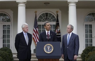 Obama, Bush, Clinton stand united for Haiti Clinto10