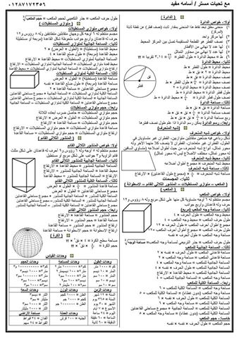 تجميع أهم قوانين أساسيات رياضيات ابتدائى و تأسيس إعدادى 19905210