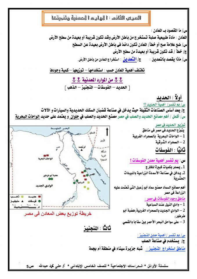 أول وحدة دراسات على منهج الترم الأول2018 صف خامس 19961410