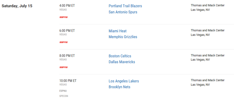 Schedule for the rest of Summer League Screen33