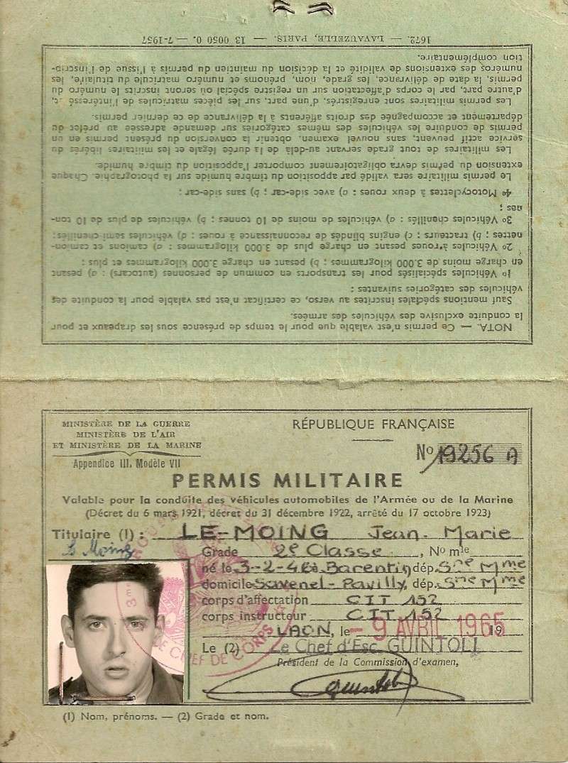 Le permis de conduire militaire Numari10