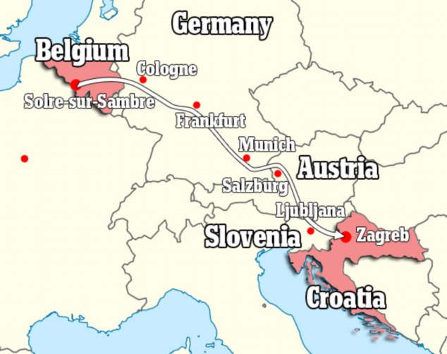 Une mamie Belge fait 1.300 km en se rendant à Bruxelles via Zagreb Carte-10