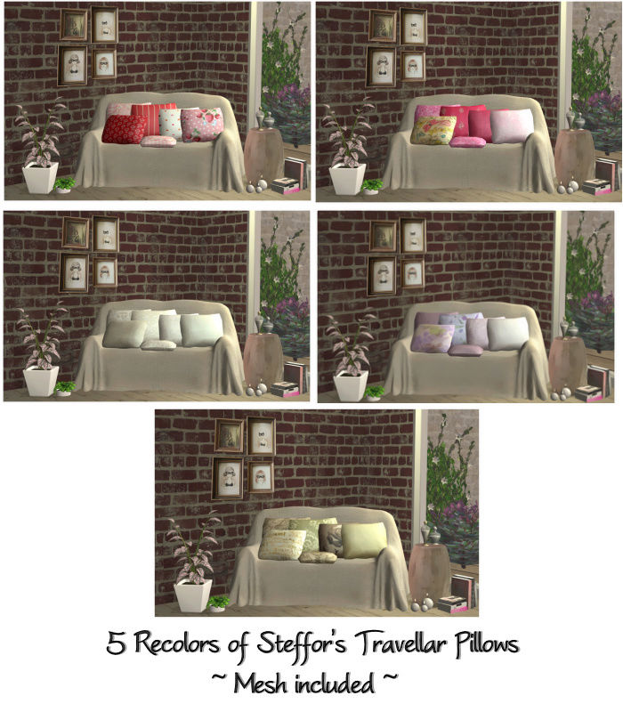 pillows - 5 recolors of Steffor's Pillows from the Travellar Set (Avalon) Travel10