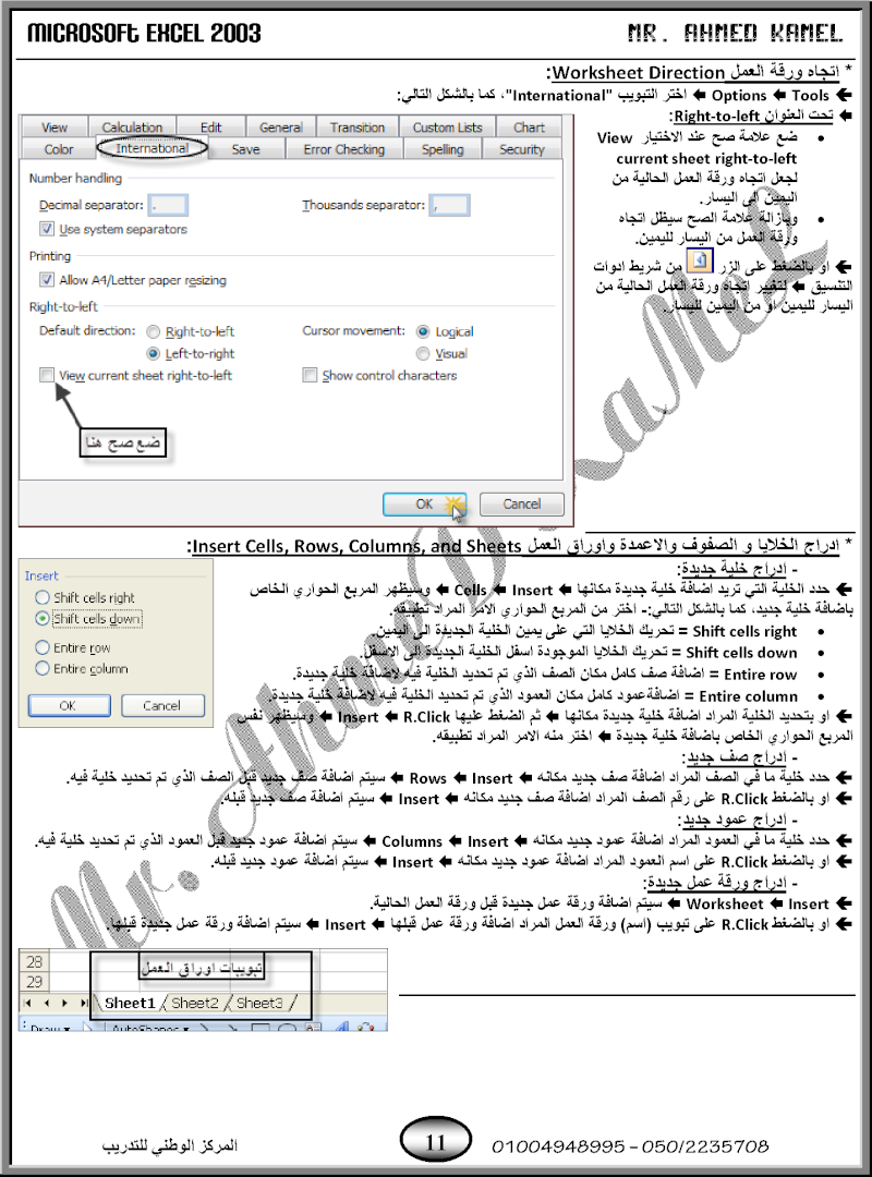 مذكرة شرح برنامج الجداول الالكترونية Microsoft Office Excel 2003 Ex110