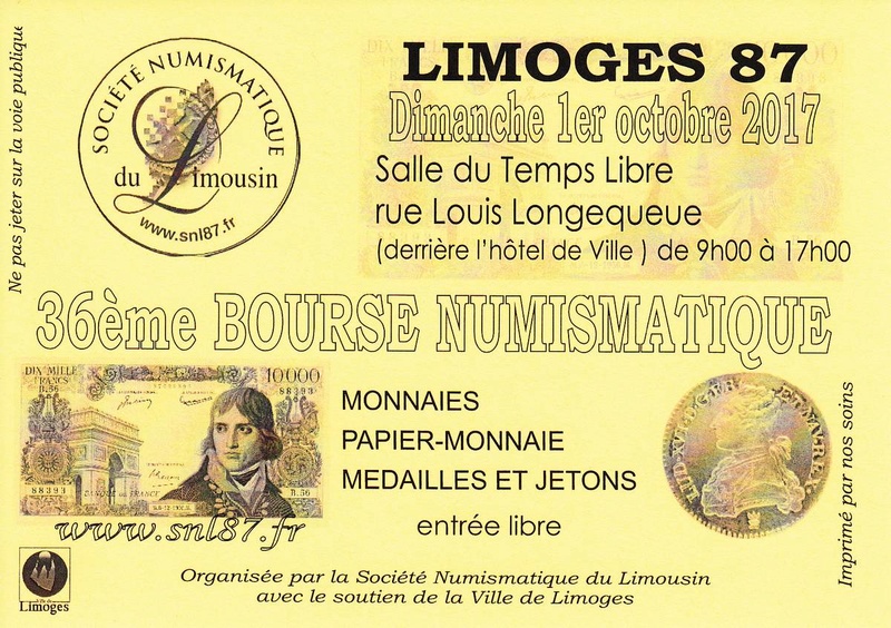 Dimanche 1er octobre - Bourse Numismatique à Limoges Afficb11