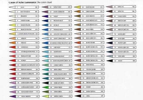 nuancier caran d'ache luminance