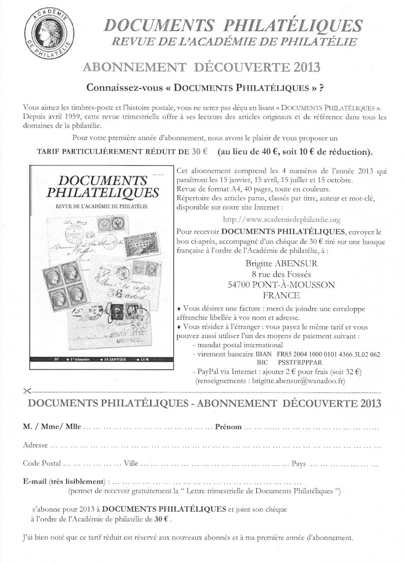 Abonnement Découverte à "Documents Philatéliques" Abonne10
