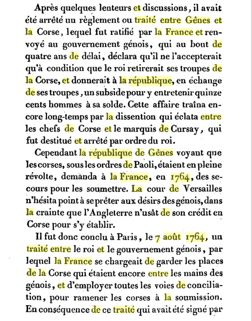 07 août 1764: Traité entre la France (SMTC*) et la République de Gênes, touchant l’Ile de Corse 134