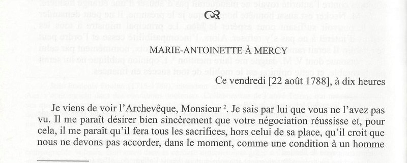 22 août 1788: Marie-Antoinette à Mercy 144