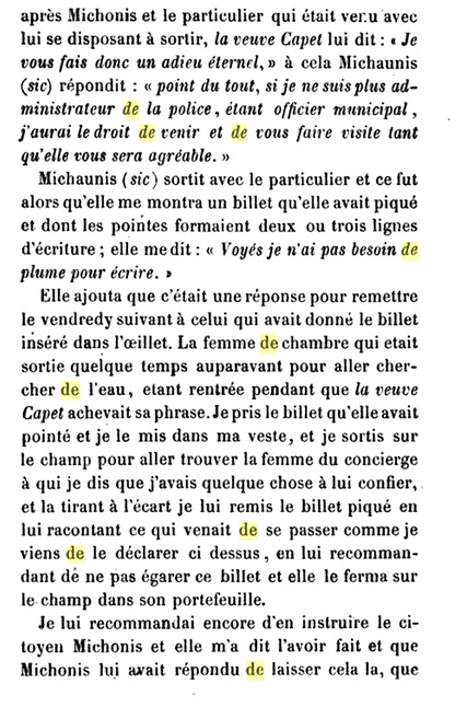 03 septembre 1793: Rapport du gendarme Gilbert à la Conciergerie 232