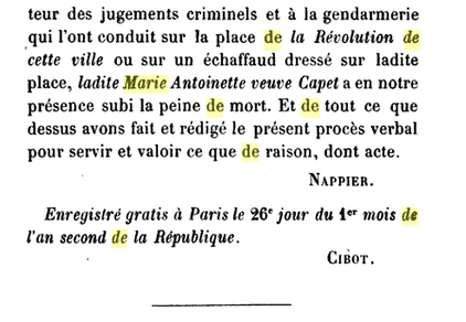 16 octobre 1793 (25 vendémiaire an II): Procès verbal d'exécution de mort 248