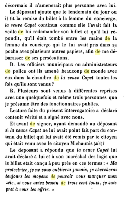 03 septembre 1793: Rapport du gendarme Gilbert à la Conciergerie 323