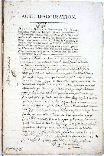 14 octobre 1793 (23 vendémiaire an II): 8H du matin: Début du procès de Marie-Antoinette va durer deux jours Ob_f7e10