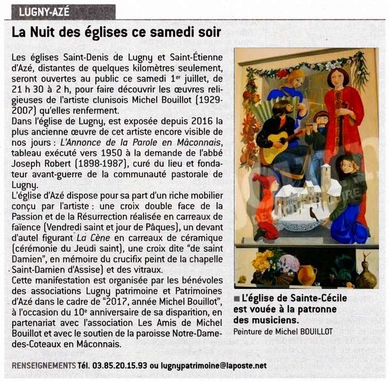 Lugny & Azé (71) : "La Nuit des églises ce samedi soir" (Le JSL du samedi 1er juillet 2017). Lugny_20