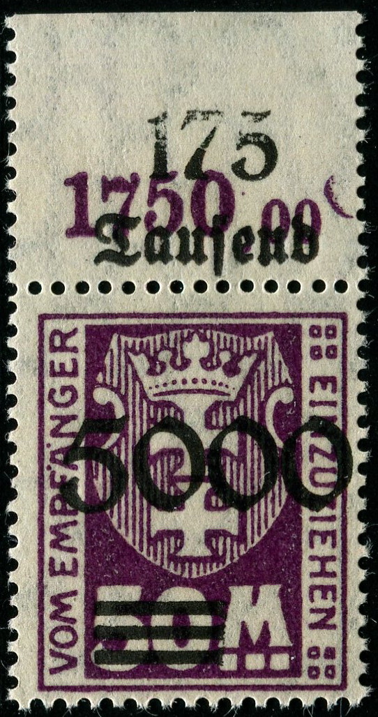 Portomarken  "Kleines Wappen von Danzig" mit schwarzem Aufdruck  P_26_i12