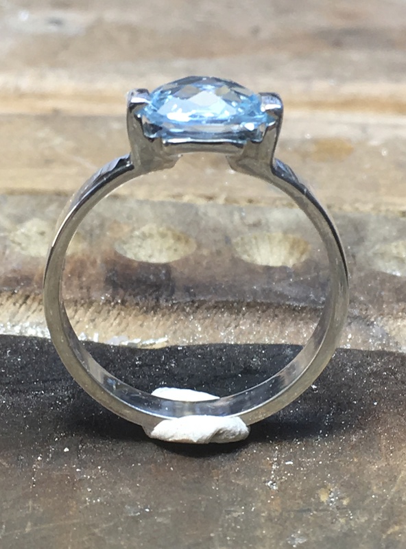 BAGUE SOLITAIRE TOPAZE BLEU Vikana25