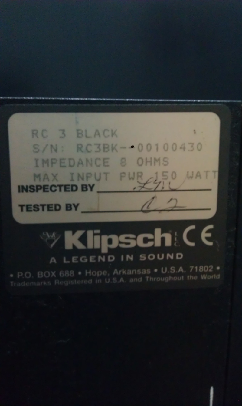 Klipsch Rc3 center speaker Imag0142