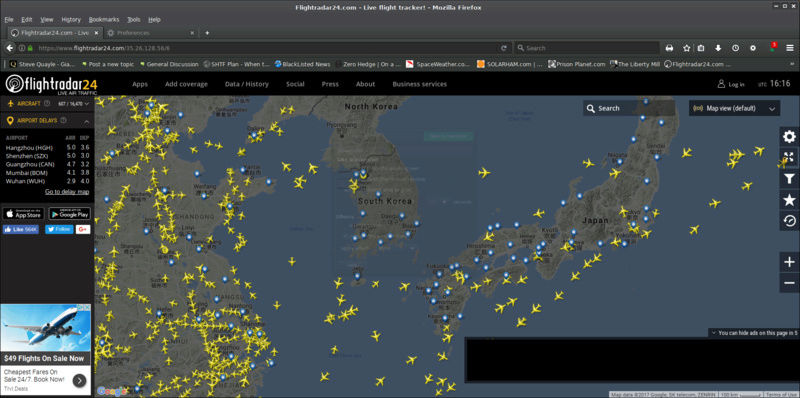 FLIGHT RADAR S. KOREA, LITTLE AIR TRAFFIC??? SOMETHING UP? UPDATE OF MISSILE LAUNCHED Flight10