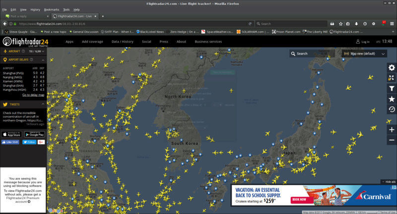 FLIGHT RADAR S. KOREA, LITTLE AIR TRAFFIC??? SOMETHING UP? UPDATE OF MISSILE LAUNCHED Normal10