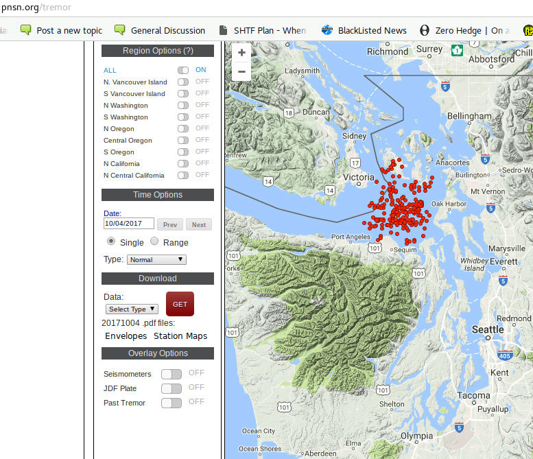 Tremor Map Washington State Puget Sound Tremor10