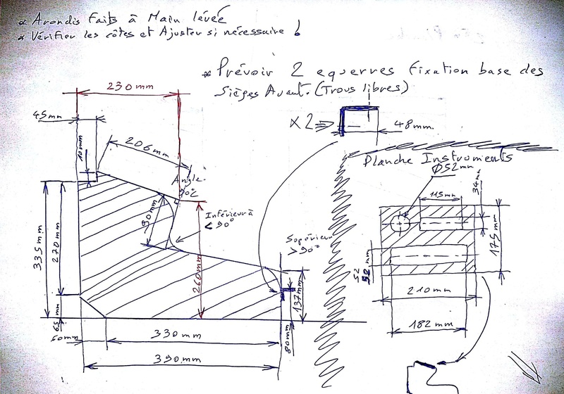 Confection d'une console sur mesure d'autoradio avec plan de montage. Nouvea12